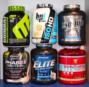 Variety of bodybuilding protein powders