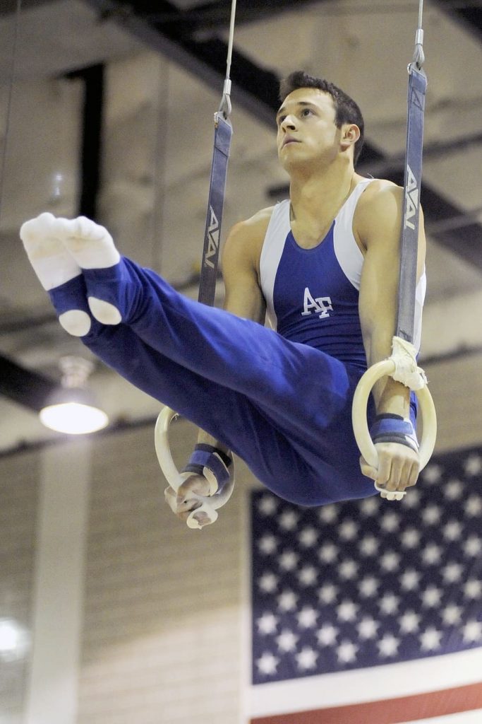 Male gymnast on rings